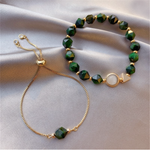 Double Layers Emerald Beaded Bracelets