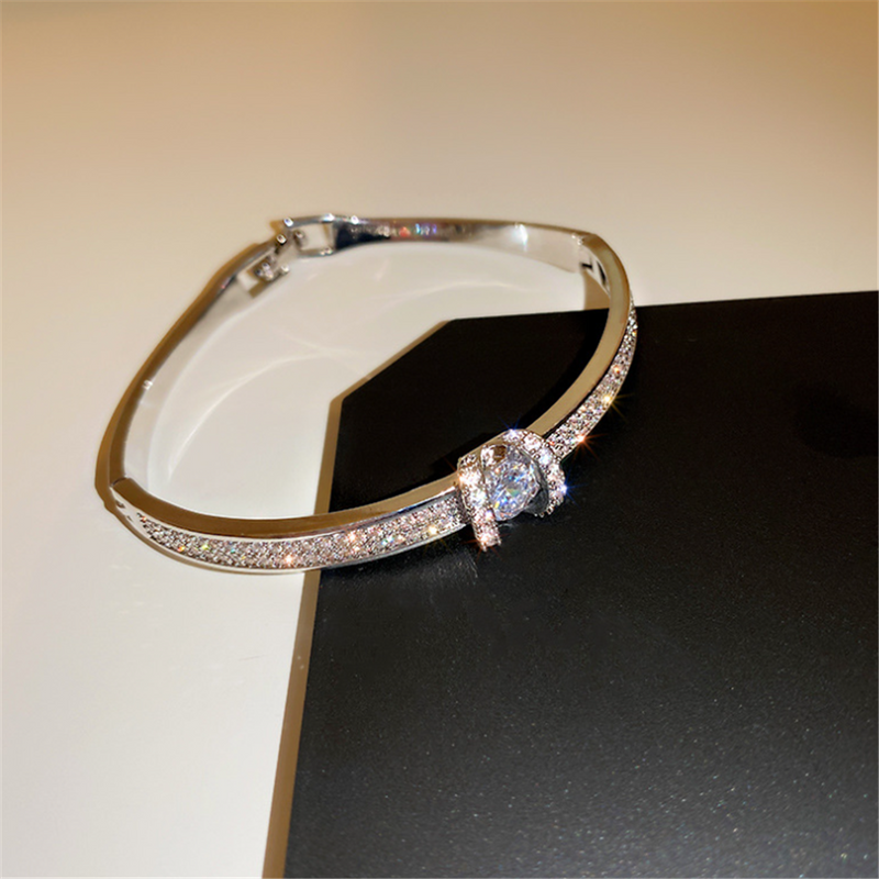 Minimalist Cubic Zirconia Beaded Bangle Bracelets