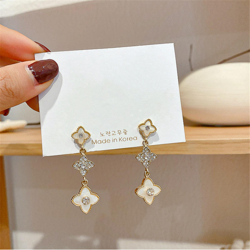 Gold Plated Pearl Floral Dangle Earrings