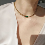 Emerald Dangle Charms Pendant Necklaces