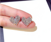White Gold Rhinestones Crystal Heart Studs Earrings