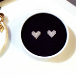 White Gold Rhinestones Crystal Heart Studs Earrings