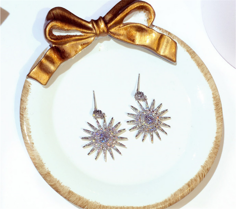 Vintage Hexagram Swarovski Crystal Beaded Earrings