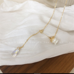 White Rose Crystal Dangle Pendant Necklaces