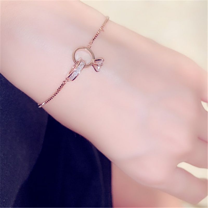 Cubic Zirconia Ring Chain Bracelets
