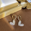 Cubic Zirconia Heart Charms Dangle Earrings