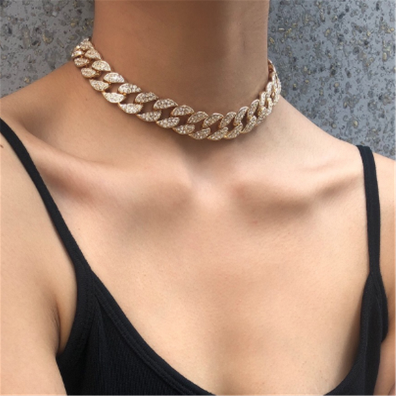 Crystal Rhinestones Chain Choker Necklace