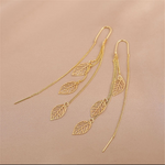 Minimalist Thread Leaves Dangle Earrings