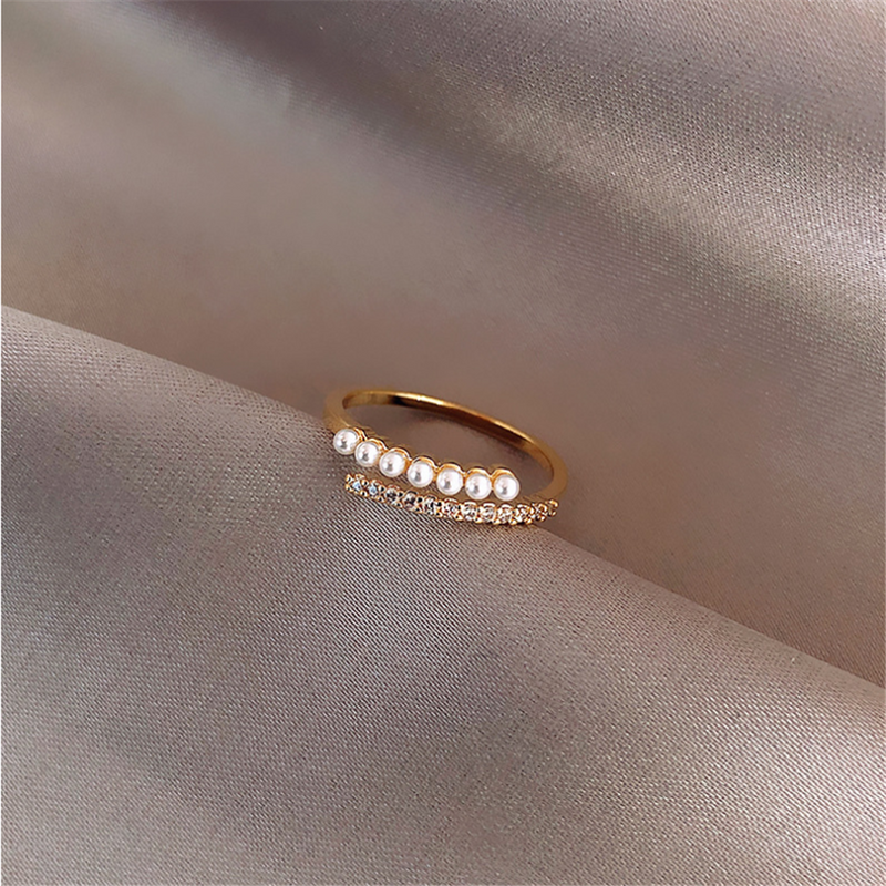 Rose Gold Cubic Zirconia Pearl Adjustment Rings