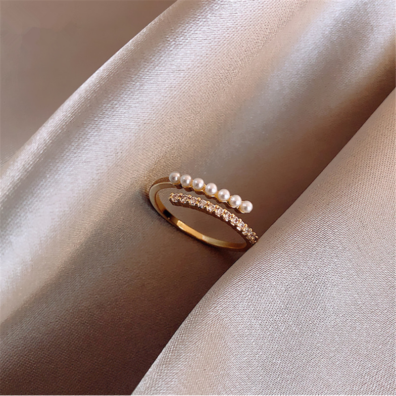 Rose Gold Cubic Zirconia Pearl Adjustment Rings