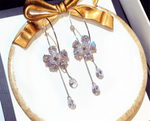 Rhinestones Crystal Flower Dangle Charm Hoops Earrings